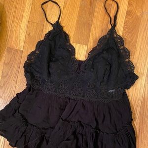 Free People Black Lace Tank Top